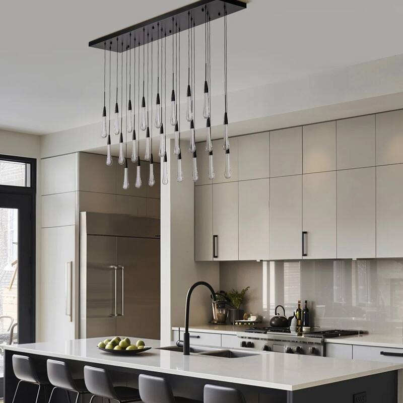 KAYLA Raindrop Chandelier, Modern Glass Pendant Light, Bulb Included