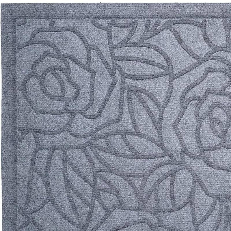 HomeRoots 24" X 36" Gray Floral Outdoor Polypropylene Door Mat - 24' X '36