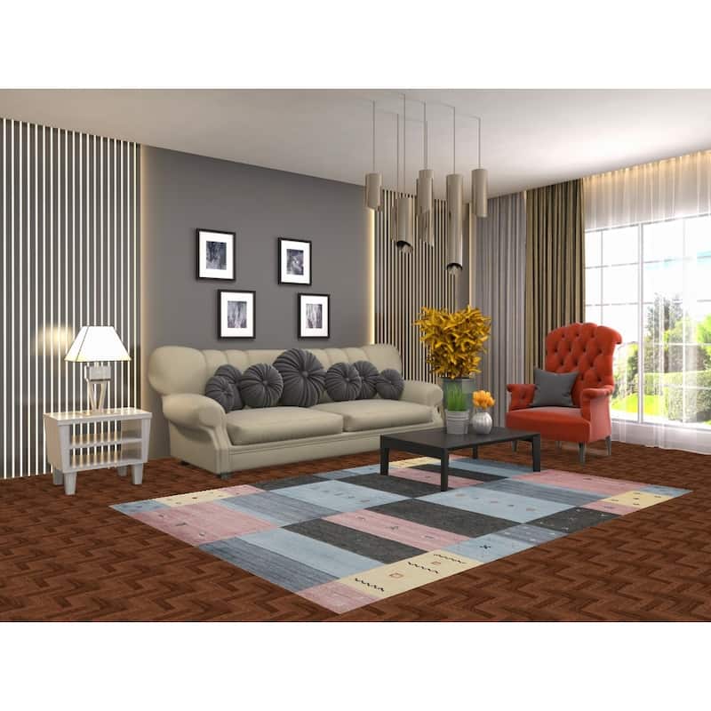 Gabbeh Indian Rug Hand-Knotted Wool Carpet - 5'5" x 7'9"