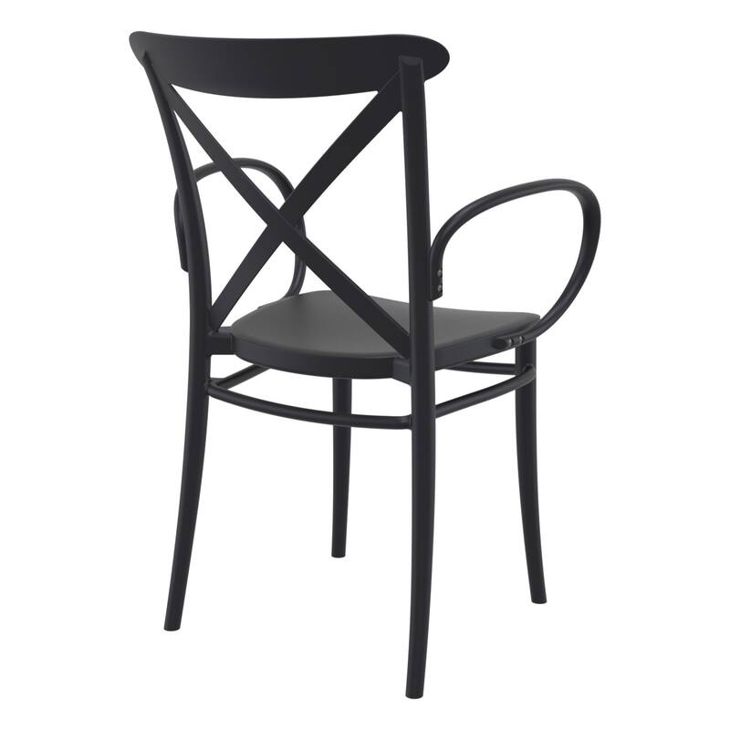 34.25" Black Cross Stackable Patio XL Dining Armchair