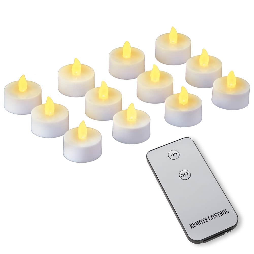 LED Tealight Candles with Remote Set of 12 6.750 x 5.000 x 2.300