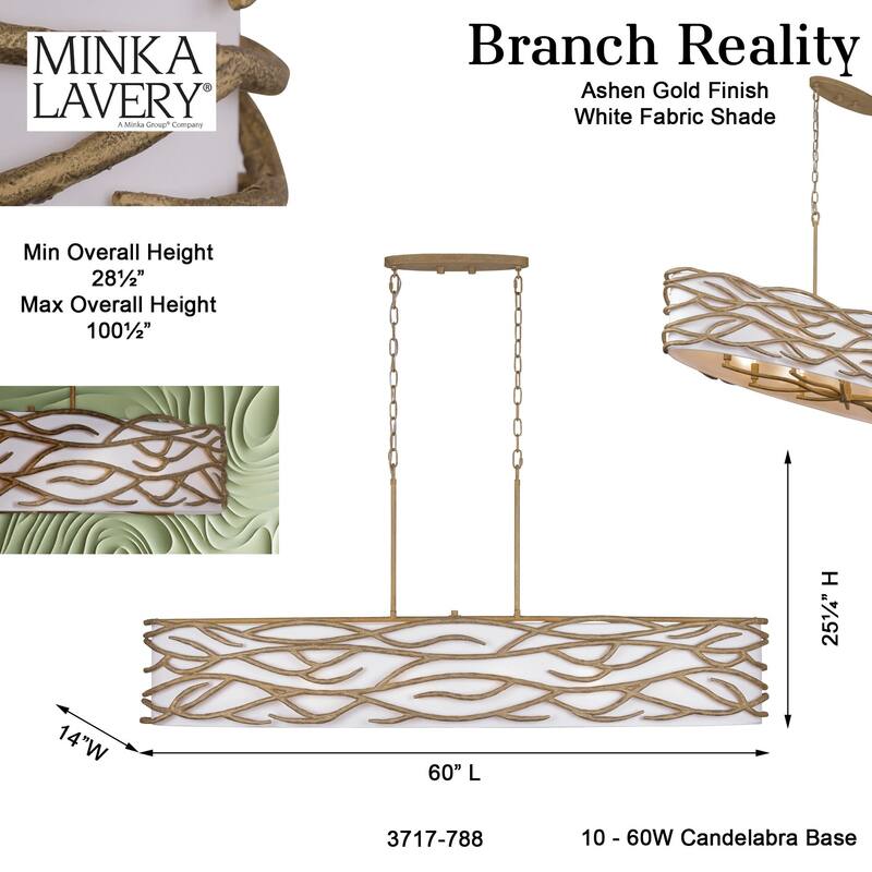 Minka Lavery 3717 Branch Reality 10 Light 60" Wide Linear Chandelier