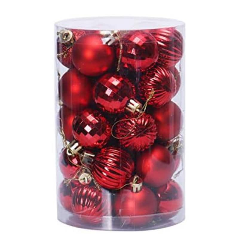 34PCS 1.57in Decorative Christmas Balls Ornaments for Xmas Tree Decor - N/A - Red