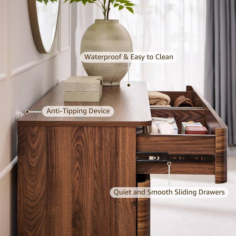Modern 8 Drawer Dresser for Bedroom, Handle-less Wooden Dressers
