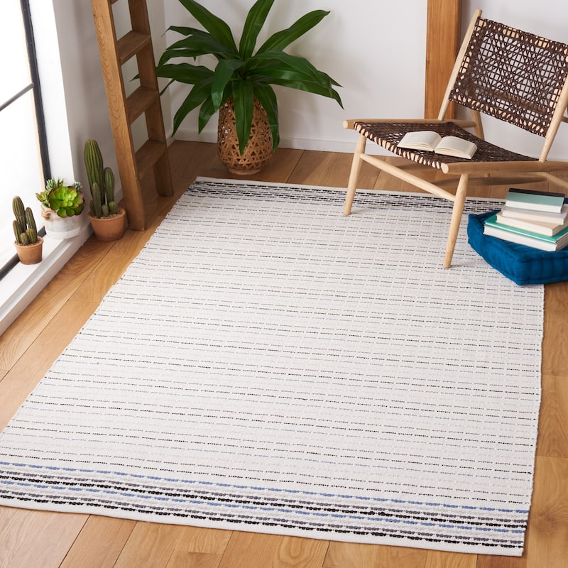 SAFAVIEH Handmade Flatweave Montauk Nabeela Cotton Rug - 3' x 5' - Ivory/Grey