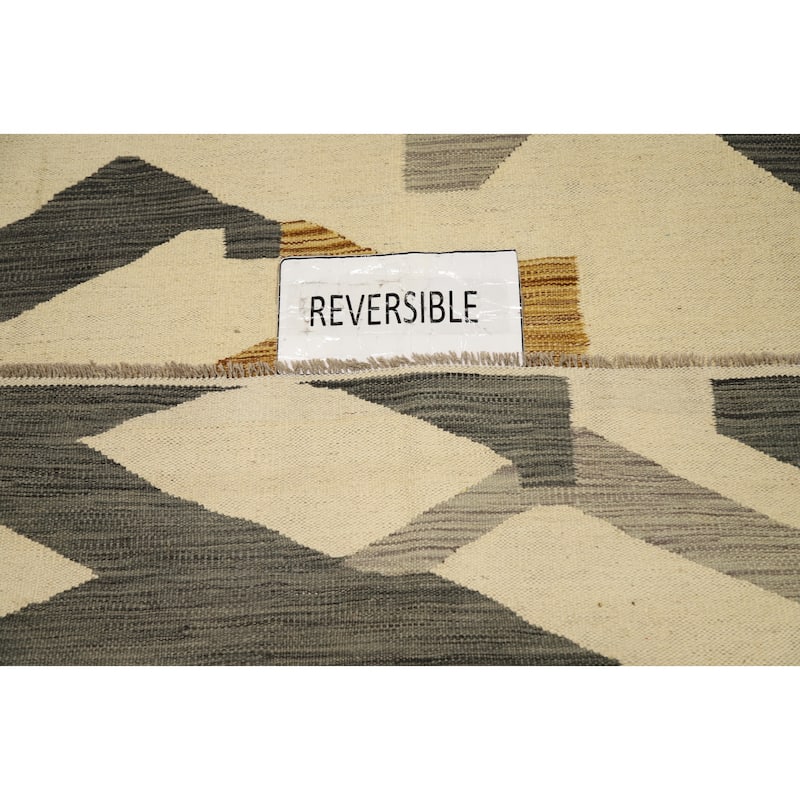 Hand Woven Oriental 100% Wool Carpet Southwestern Modern Beige & Ivories Kilim Area Rug - 5' 1'' X 3' 3''