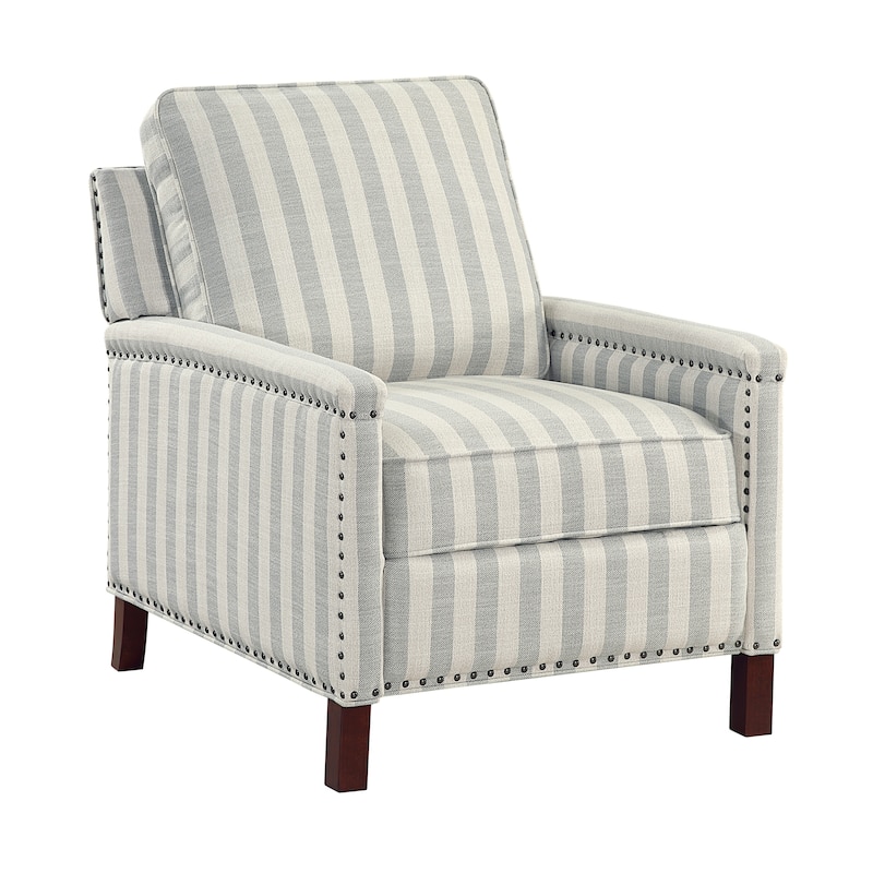 Ferron Fabric Push Back Reclining Chair - Beige/Gray Striped