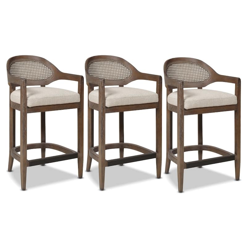 Americana Mid-Century Modern Rattan Cane Back Counter and Bar Stool