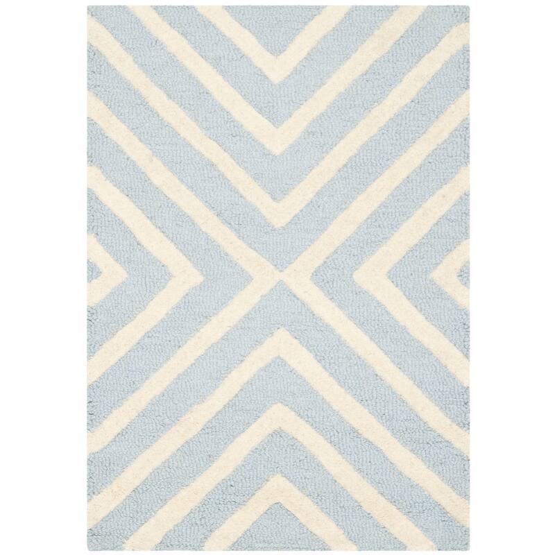 SAFAVIEH Handmade Cambridge Beke Modern Moroccan Wool Rug - 2' x 3' - Light Blue/Ivory
