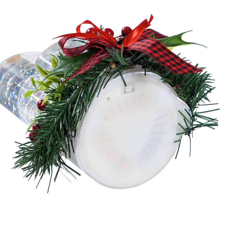8" LED Spinning Water Candle with Artificial and Bow