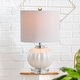 preview thumbnail 2 of 16, Dana 17.5" Glass/Crystal LED Table Lamp, White/Chrome by JONATHAN Y