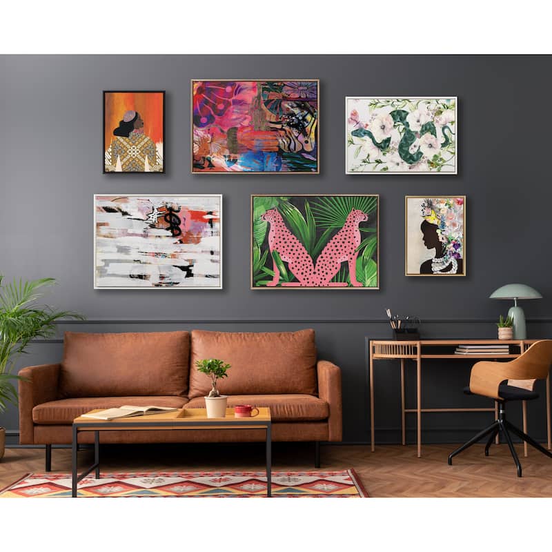 Kate and Laurel Sylvie Beaded Abstract 612 Framed Canvas by Nikki Chu
