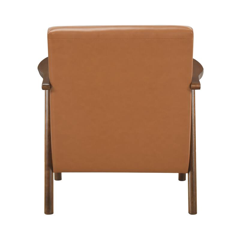 Harper 27.5" Faux Leather Accent chair - Brown Finish Solid Wood Frame