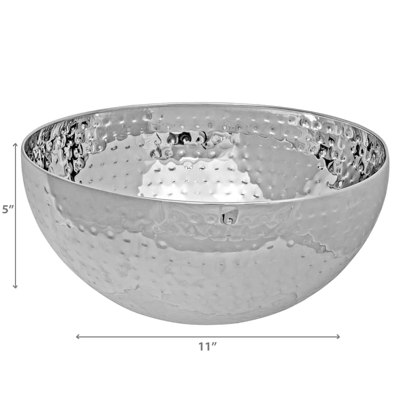 IH Casa Decor Stainless Steel Hammered Salad Bowl 11"
