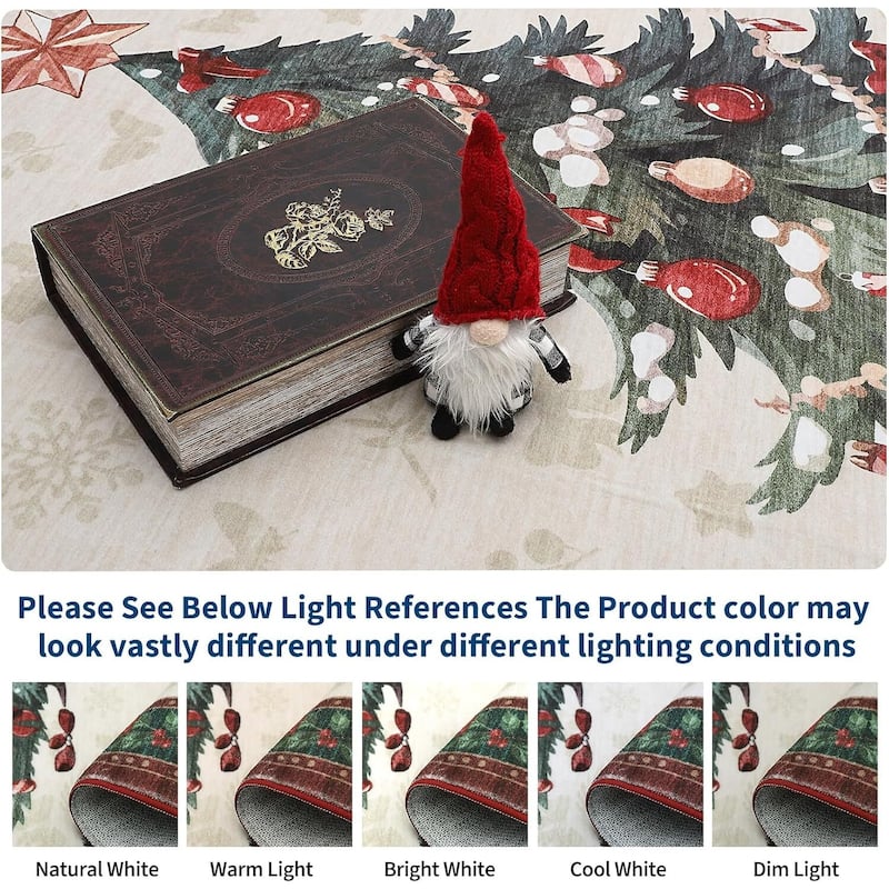 Washable Non-Slip Soft Low Pile Christmas Tree Area Rug - 1'6" x 2'6"