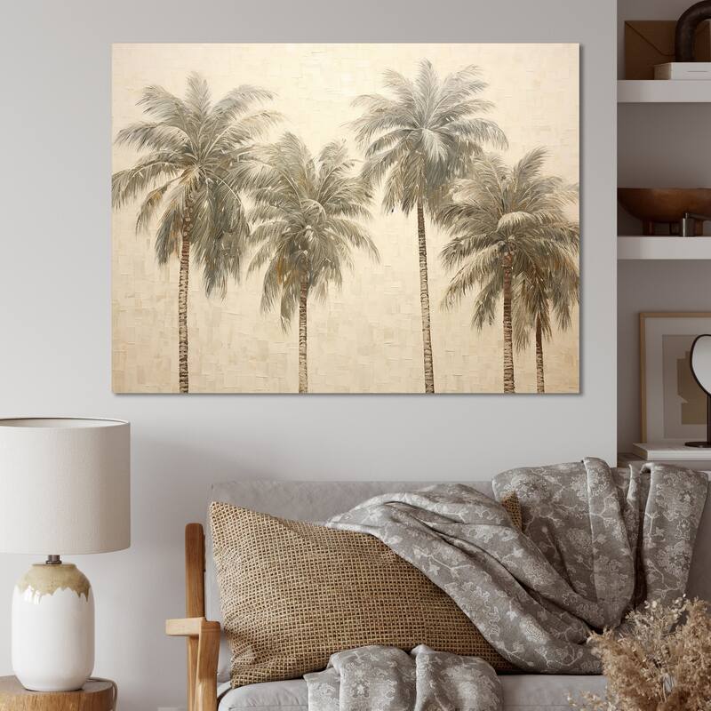 Designart "Minimalism Vintage Tropical Tranquility Palm Trees I" Palms & Palm Trees Wall Art