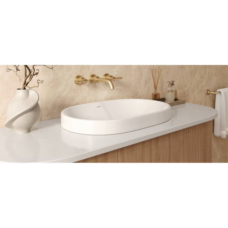Ruvati 24 x 16 inch Semi-Recessed Drop-in Topmount Bathroom Sink Rectangular Ceramic with Overflow White - RVB0923WH