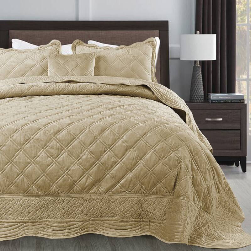Serenta Supersoft Microplush Quilted 4 Pieces Bedspread Coverlet Set