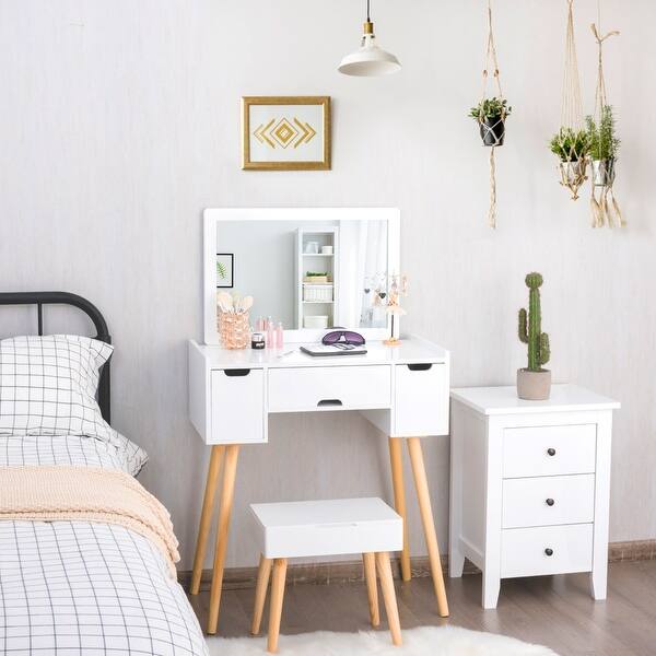 Shop Costway Vanity Large Makeup Dressing Table Storage