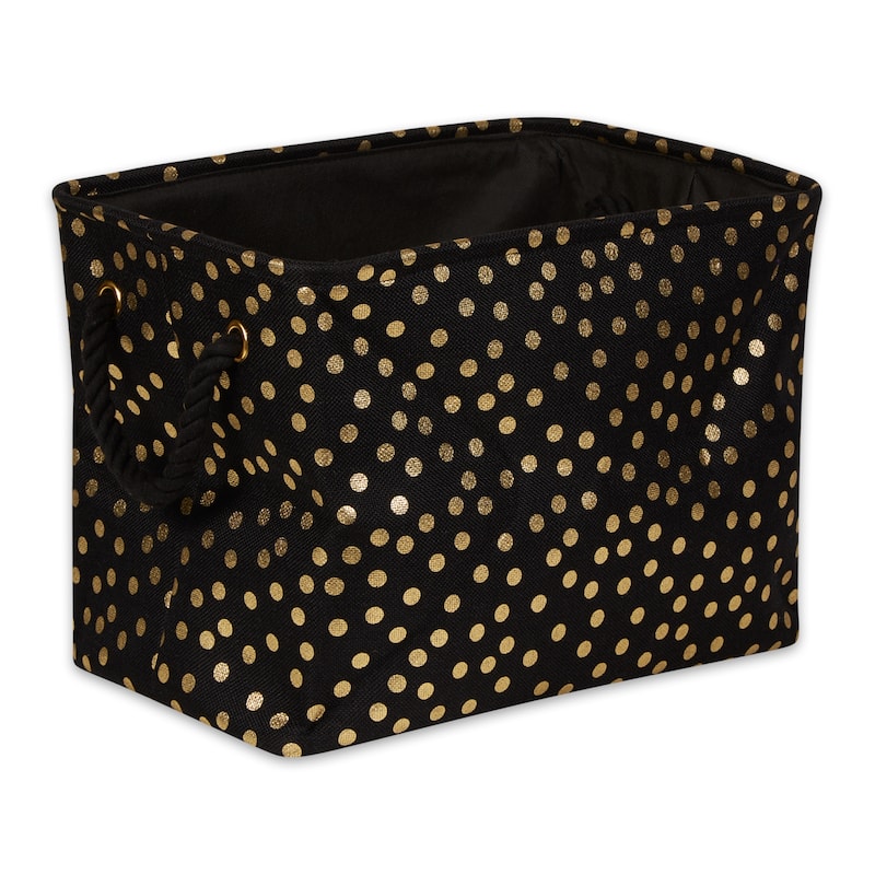 Polyester Bin Dots, Gold-Black Rectangle Medium 16x10x12 - 16x10x12"