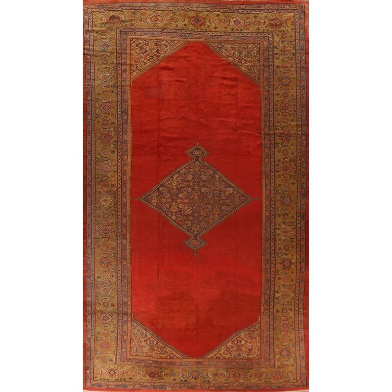 Pre-1900 Antique Sultanabad Persian Large Rug Hand-Knotted Wool Carpet - 9'8"x 16'7"