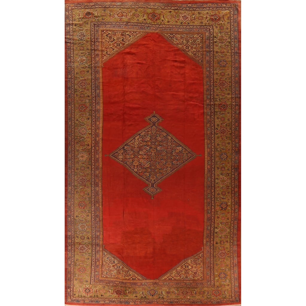 Pre-1900 Antique Sultanabad Persian Large Rug Hand-Knotted Wool Carpet - 9'8"x 16'7"