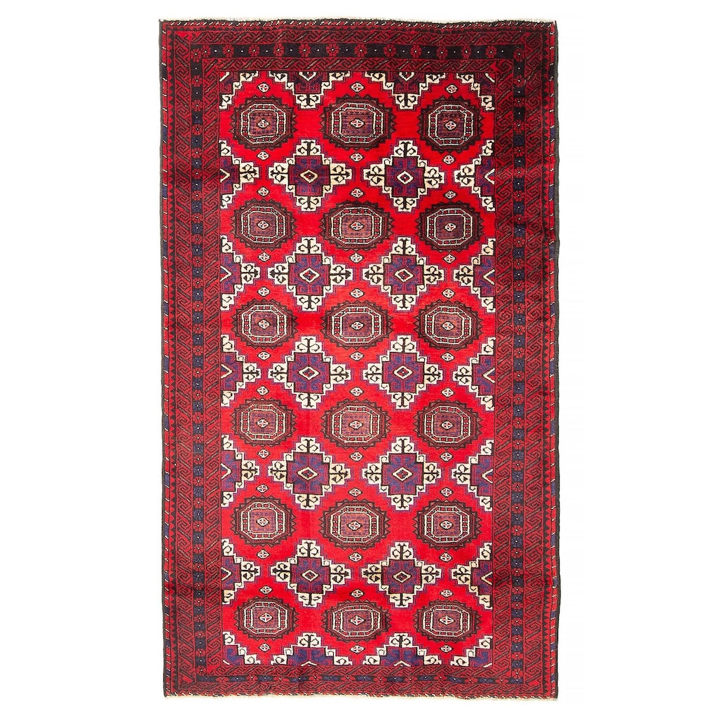 ECARPETGALLERY Hand-knotted Teimani Red Wool Rug - 3'8 x 6'4