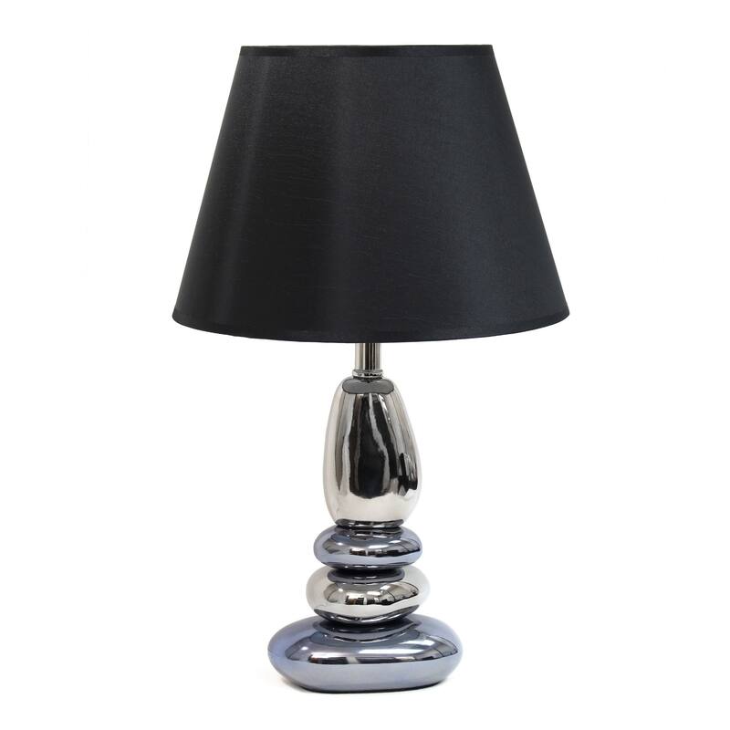 Ebb and Flow Stacked Stone Table Lamp with Tapered Shade - 21.5" - Chrome Blue