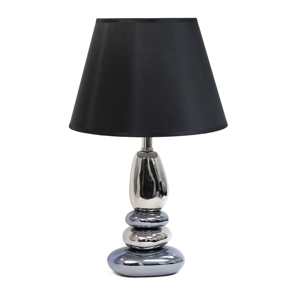 Ebb and Flow Stacked Stone Table Lamp with Tapered Shade - 21.5" - Chrome Blue