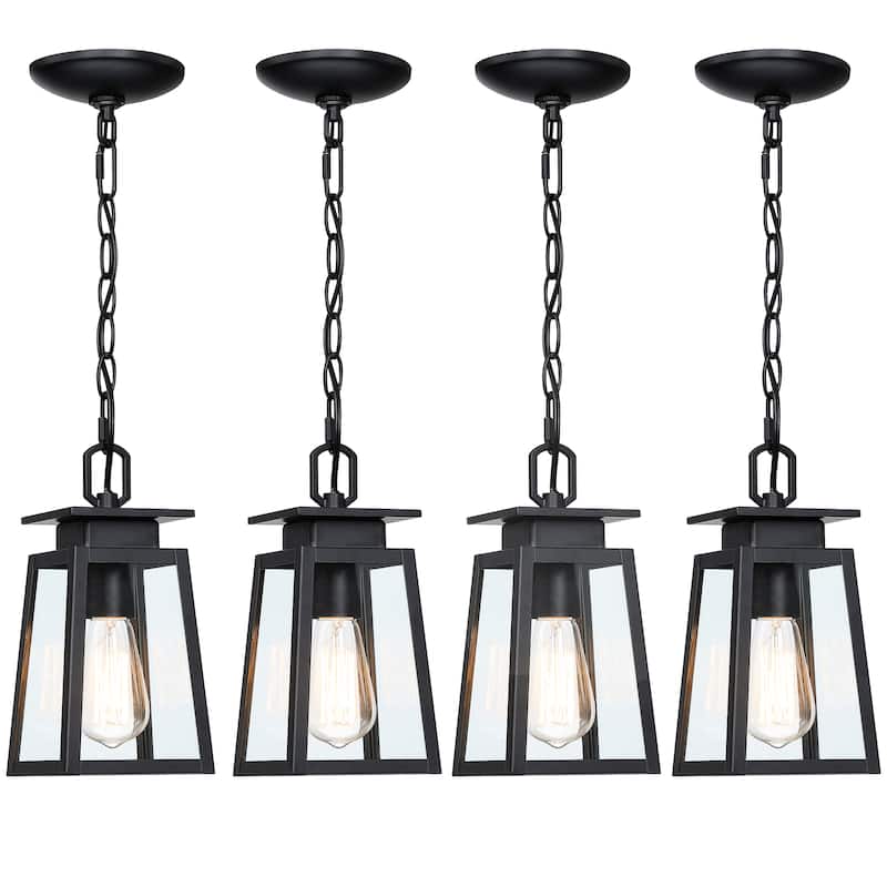1-Light Outdoor Lantern Pendant Light (4 Pack) - Matte Black