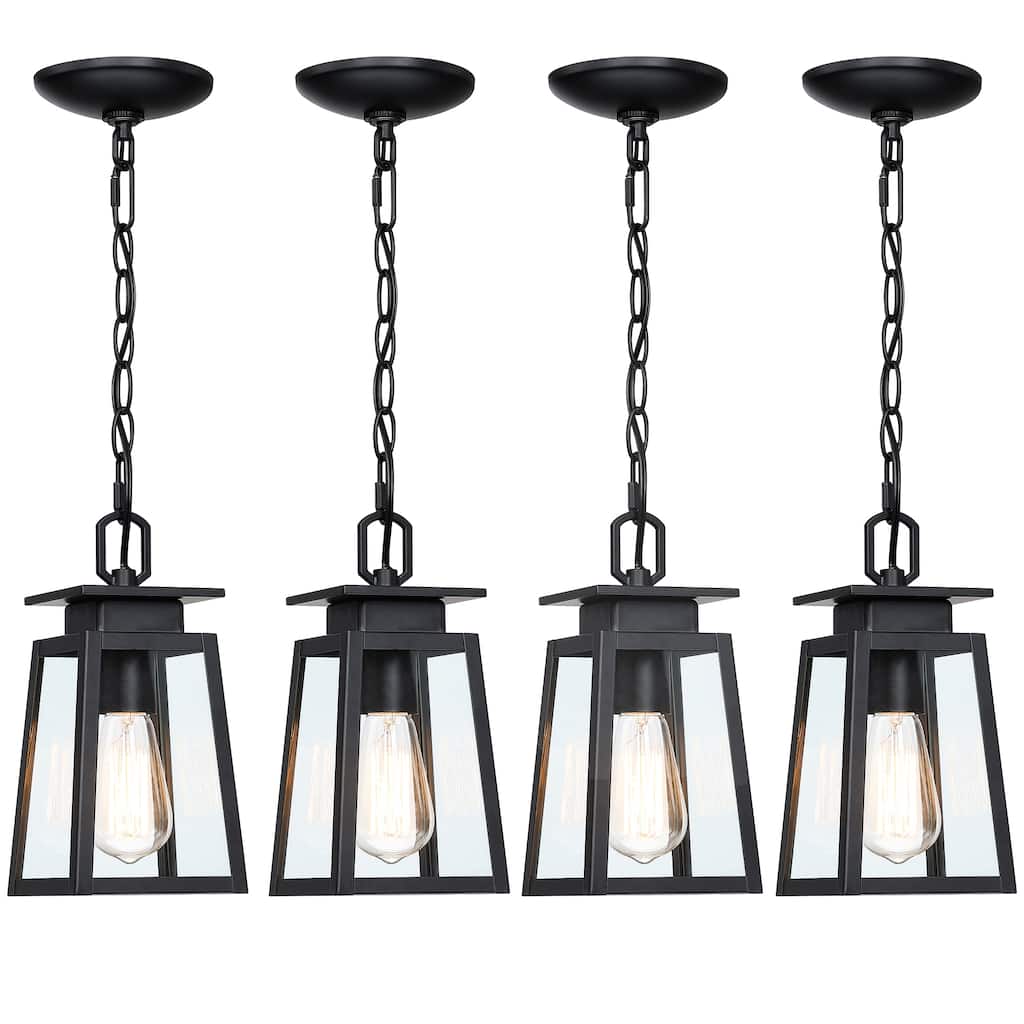 1-Light Outdoor Lantern Pendant Light (4 Pack) - Matte Black