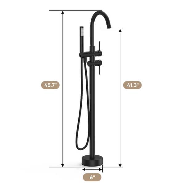slide 2 of 7, Standing Bathtub Faucet,High Flow,Handheld Shower,Mixer Swivel Spout Matte Black