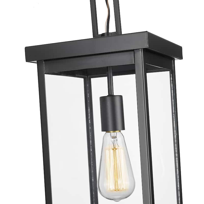 Millennium Lighting Barkeley 1 Light Outdoor Hanging Lantern in Powder Coated Black with ClearGlass Shades