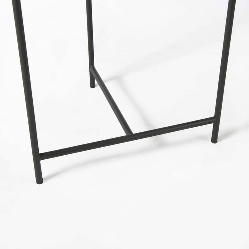 Stella Gray Marble Top w/ Black Iron Base Round Accent Table