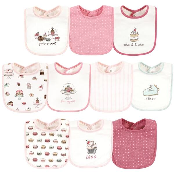 slide 1 of 1, Hudson Baby Infant Girl Cotton Bibs, Sweet Bakery, One Size - Sweet Bakery - One Size One Size - Sweet Bakery