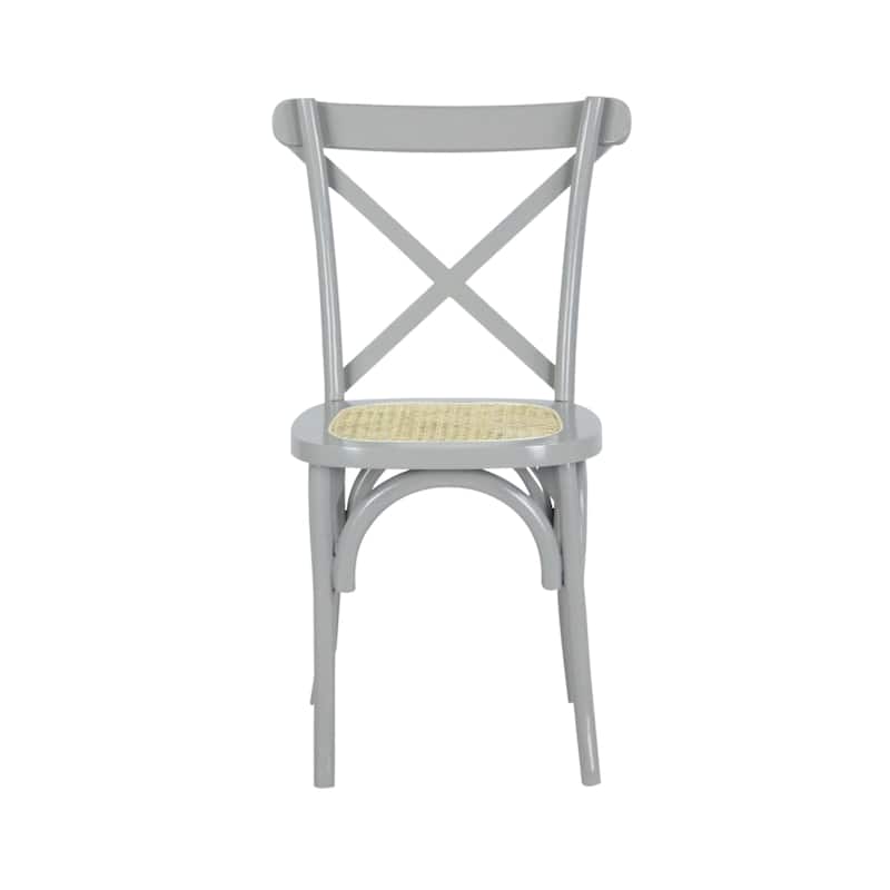 Colmar Classic Traditional X-Back Wood Rattan Dining Chair, Natural (Set of 2) by JONATHAN Y - Gray