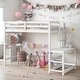 preview thumbnail 2 of 22, Twin High Loft Bed with Ladder landing Platform and Guardrails, White