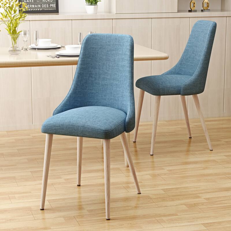 Mid Century Modern Fabric Armless Dining Chairs Set of 2 - Wheat