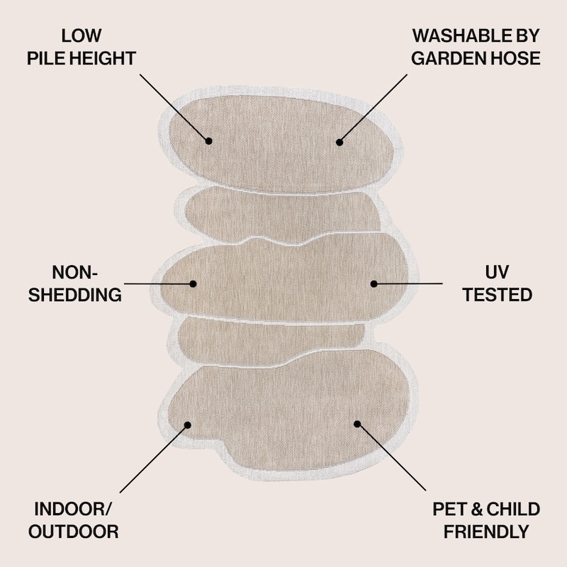 JONATHAN Y Jasper Modern Rustic Abstract Indoor/Outdoor Shaped Area Rug