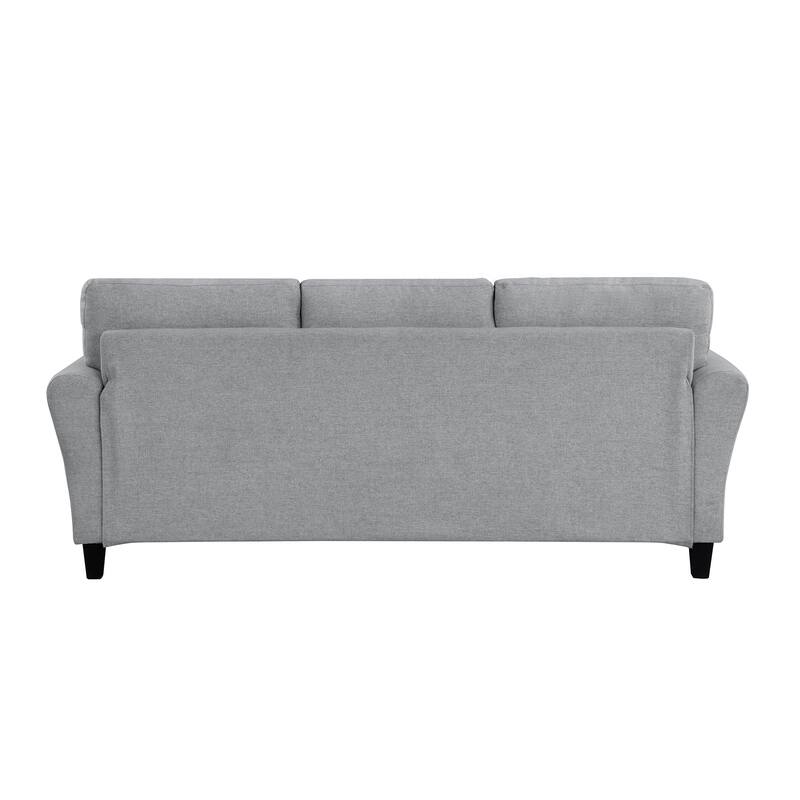 Modern 1pc Dark Gray Textured Fabric Sofa with Rounded Arms and Attached Cushions