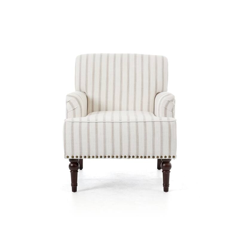 Linen Upholstered Armchair Nailhead Trim Accent Chair