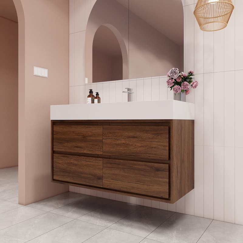 Victoria 48" Wall Mounted Modern Vanity with Acrylic Sink
