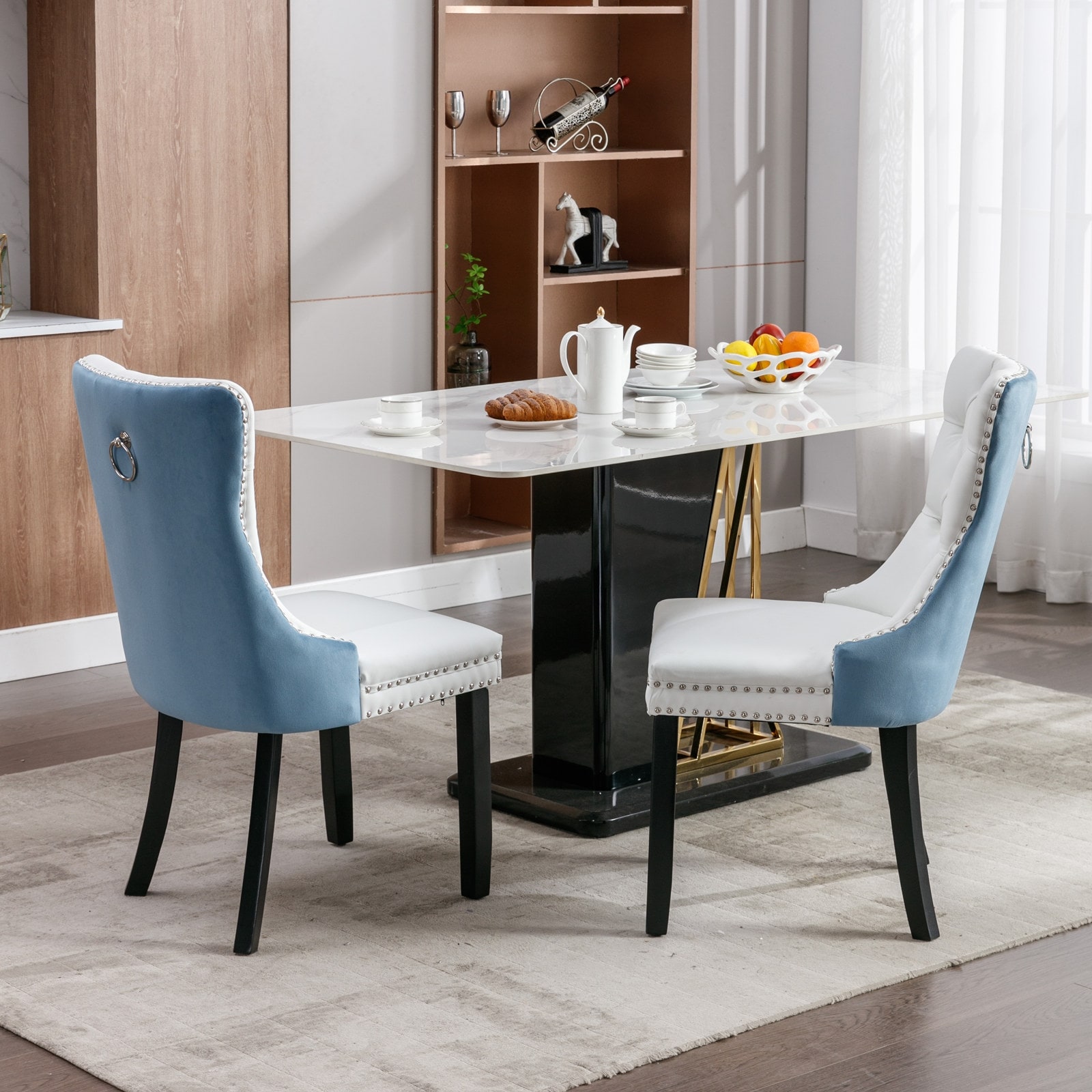Blue and hotsell white dining chairs