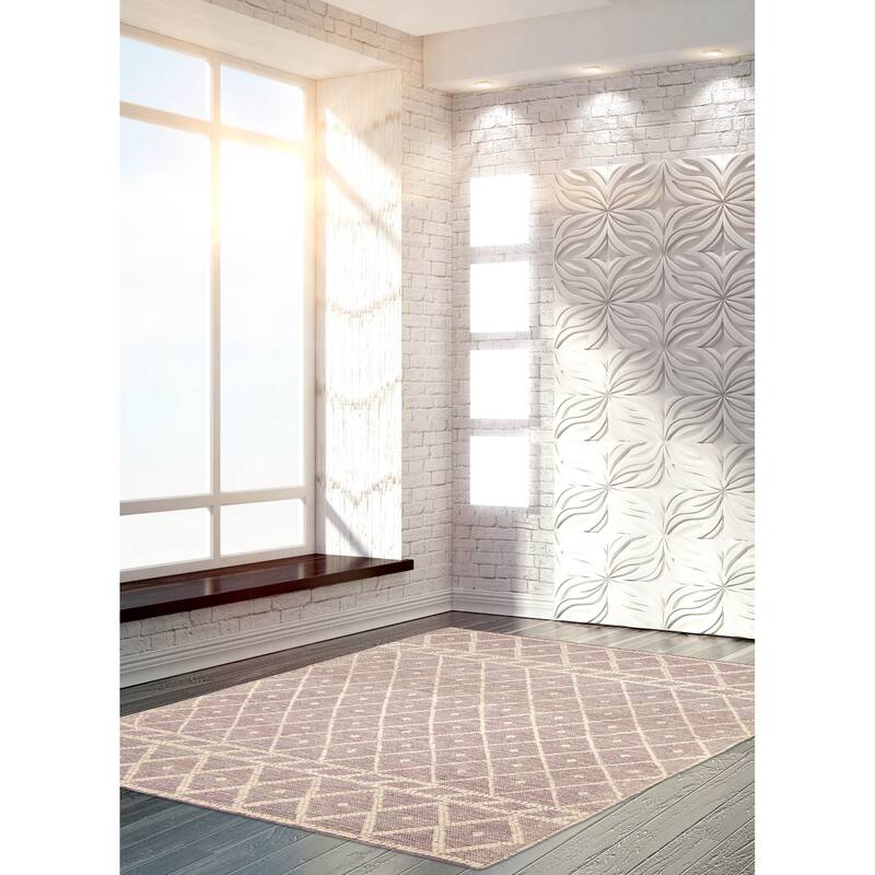 ECARPETGALLERY Braid weave Sienna Pink Wool Rug - 6'1 x 8'11