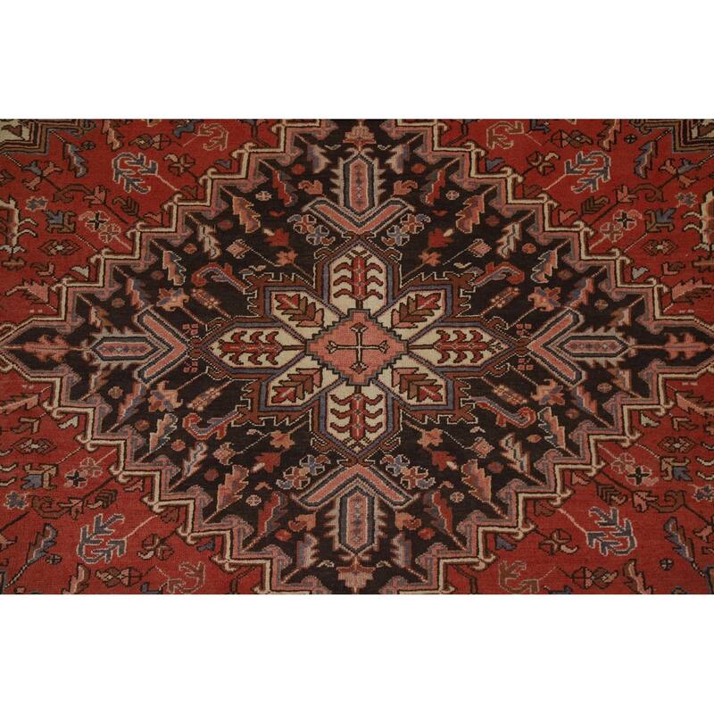 Traditional Geometric Heriz Persian Area Rug Hand-knotted Wool Carpet - 8'0" x 11'1"