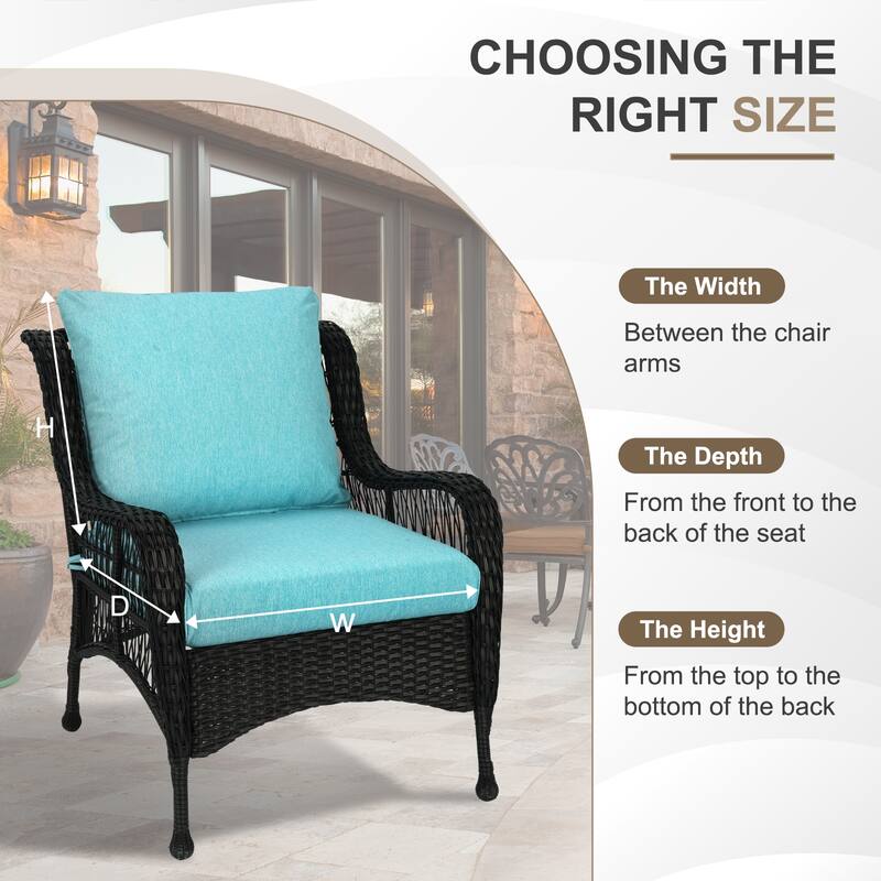 Aoodor Outdoor Deep Seat Cushion Set, Waterproof Patio Furniture Cushions with Adjustable Straps & Removable Cover