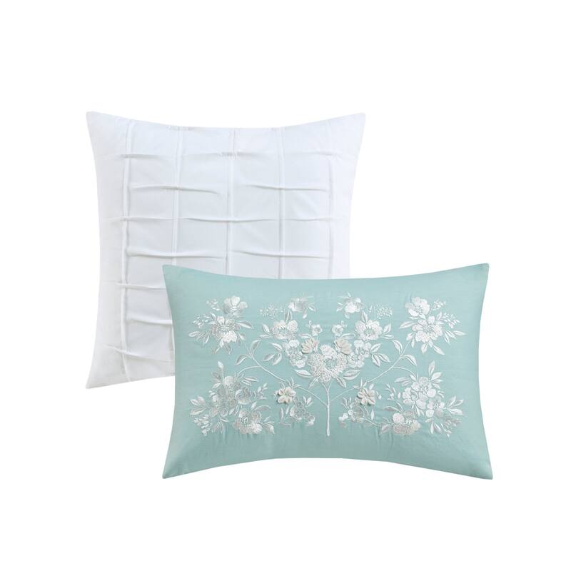 Madison Park Alaina 5 Piece Cotton Floral Comforter Set with Throw Pillows