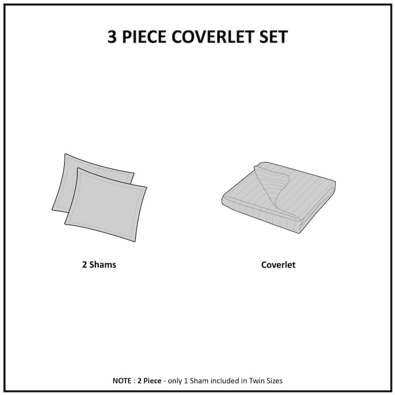 3 Piece Tufted Cotton Chenille Coverlet Set Ivory/Taupe Full/Queen