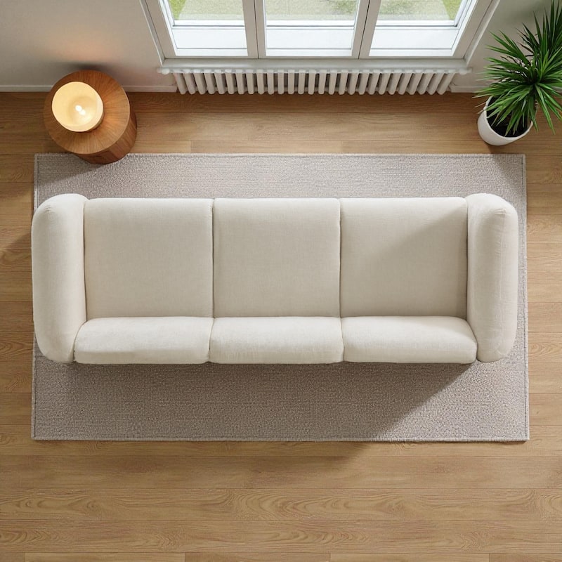 87" Modern Upholstered 3-Seat Sofa, Durable Fabric Couch with Foam Cushions for Living Room & Apartments
