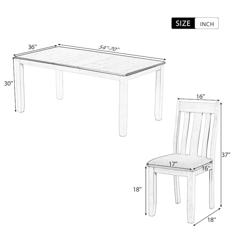 Retro Style 7-Piece Dining Table Set